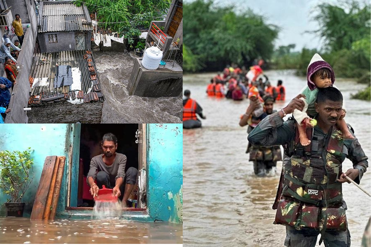 असम में जुलाई 2026 की भीषण बाढ़ - पानी में डूबे घर और खेत